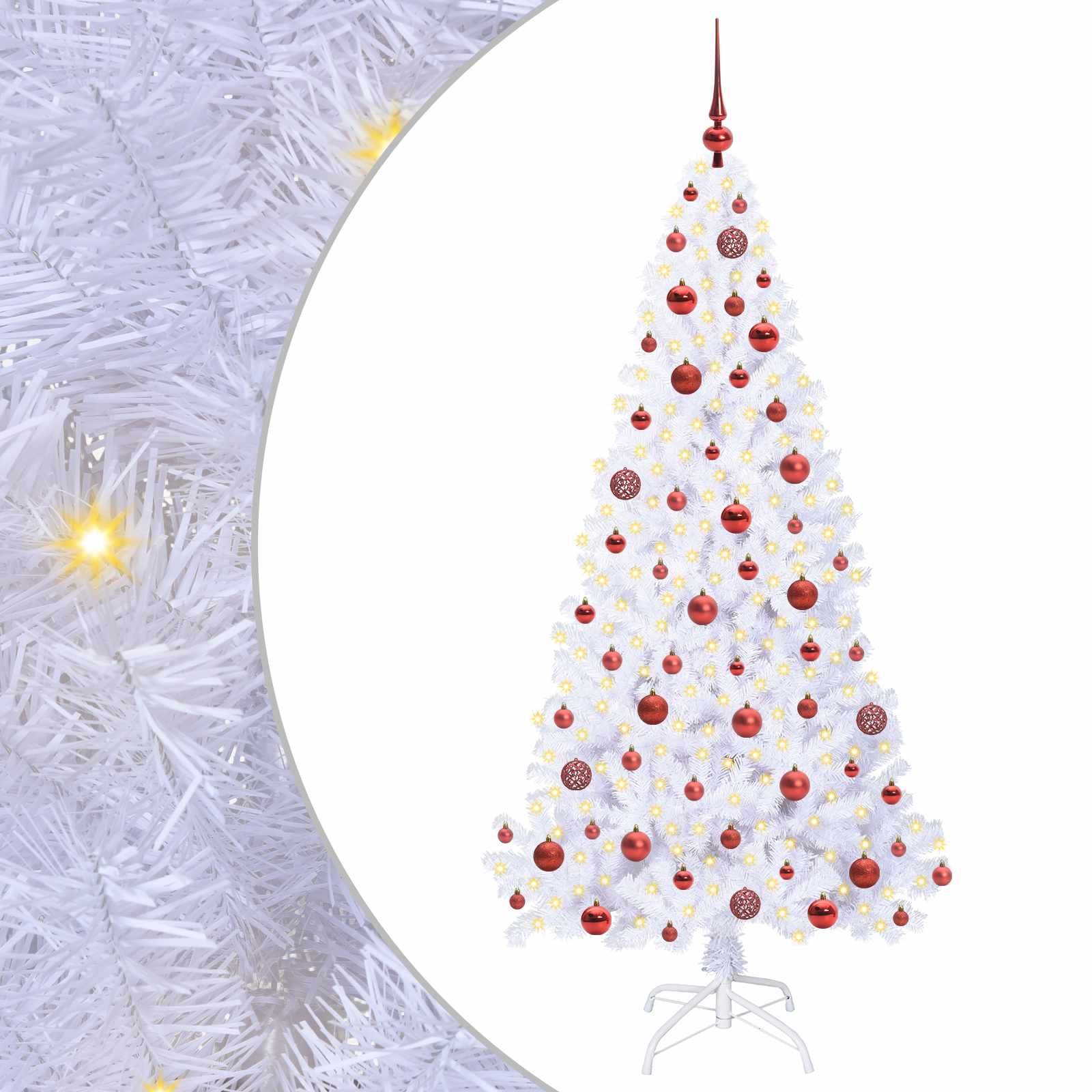 vidaXL Kunstkerstboom met 300 LED Wit 180 cm PVC en staal