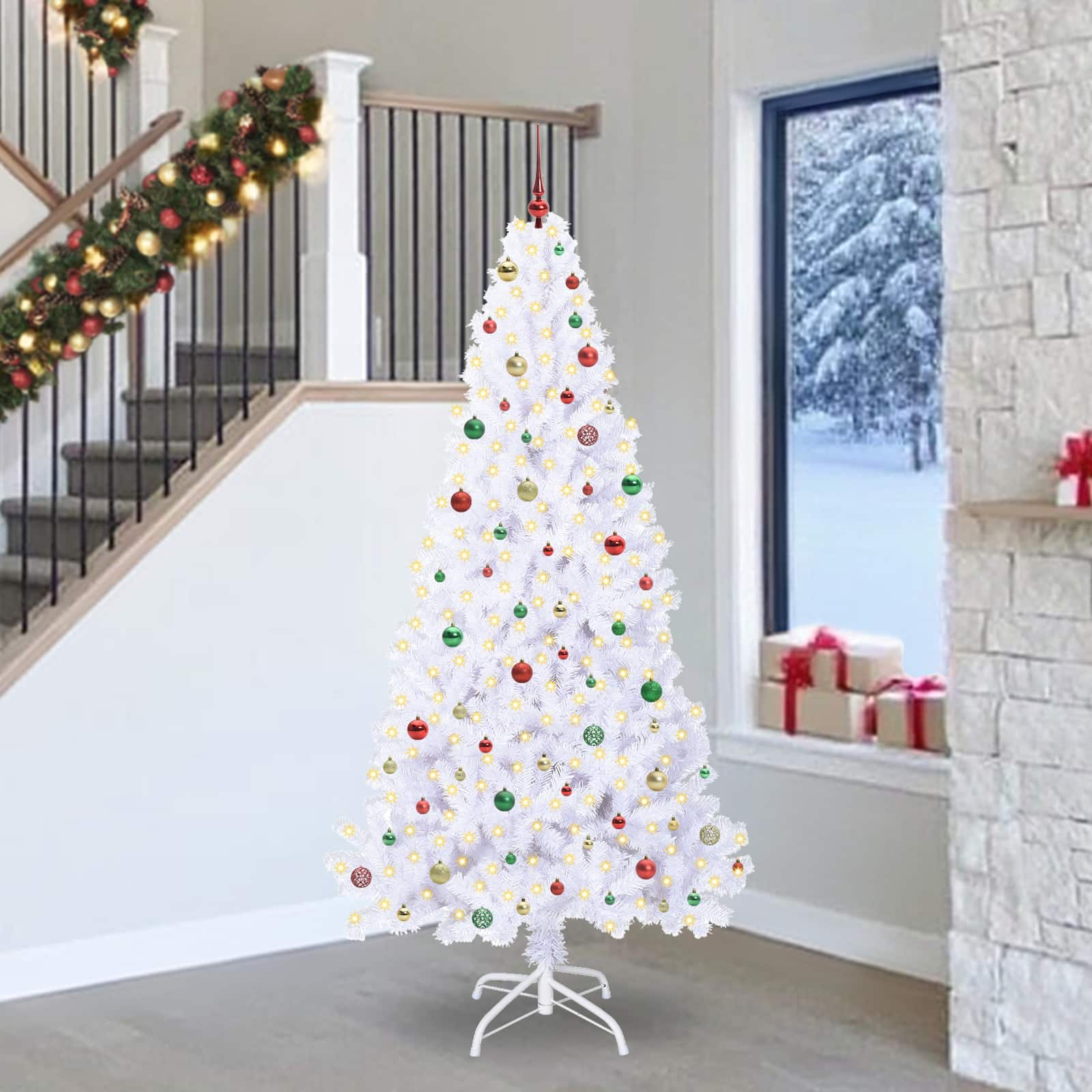 vidaXL Kunstkerstboom met 300 LED Wit 180 cm PVC en staal