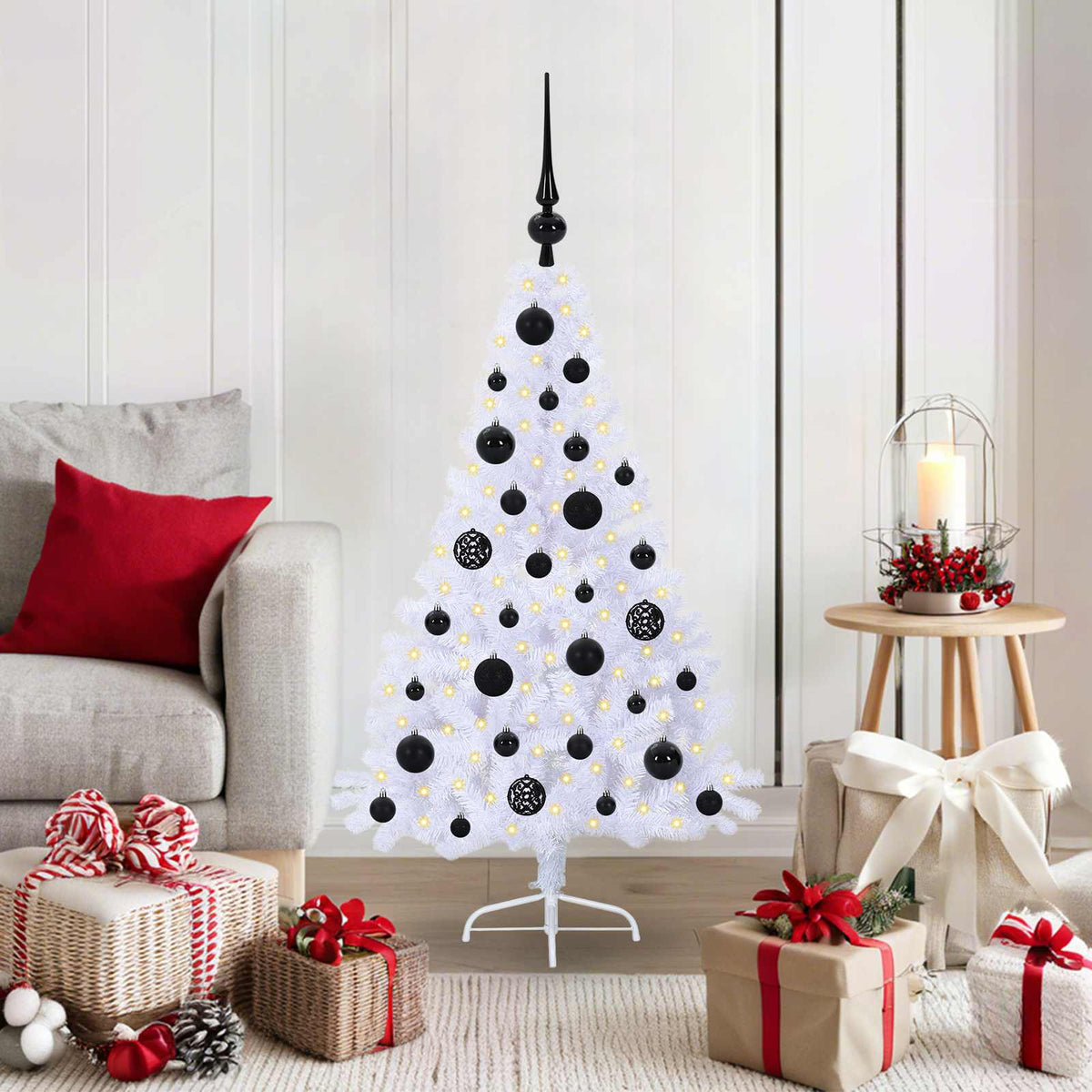 vidaXL Kunstkerstboom met 150 LED Wit 120 cm PVC en staal