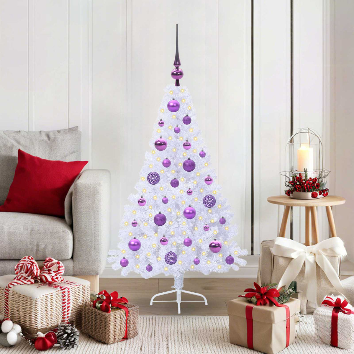 vidaXL Kunstkerstboom met 150 LED Wit 120 cm PVC en staal