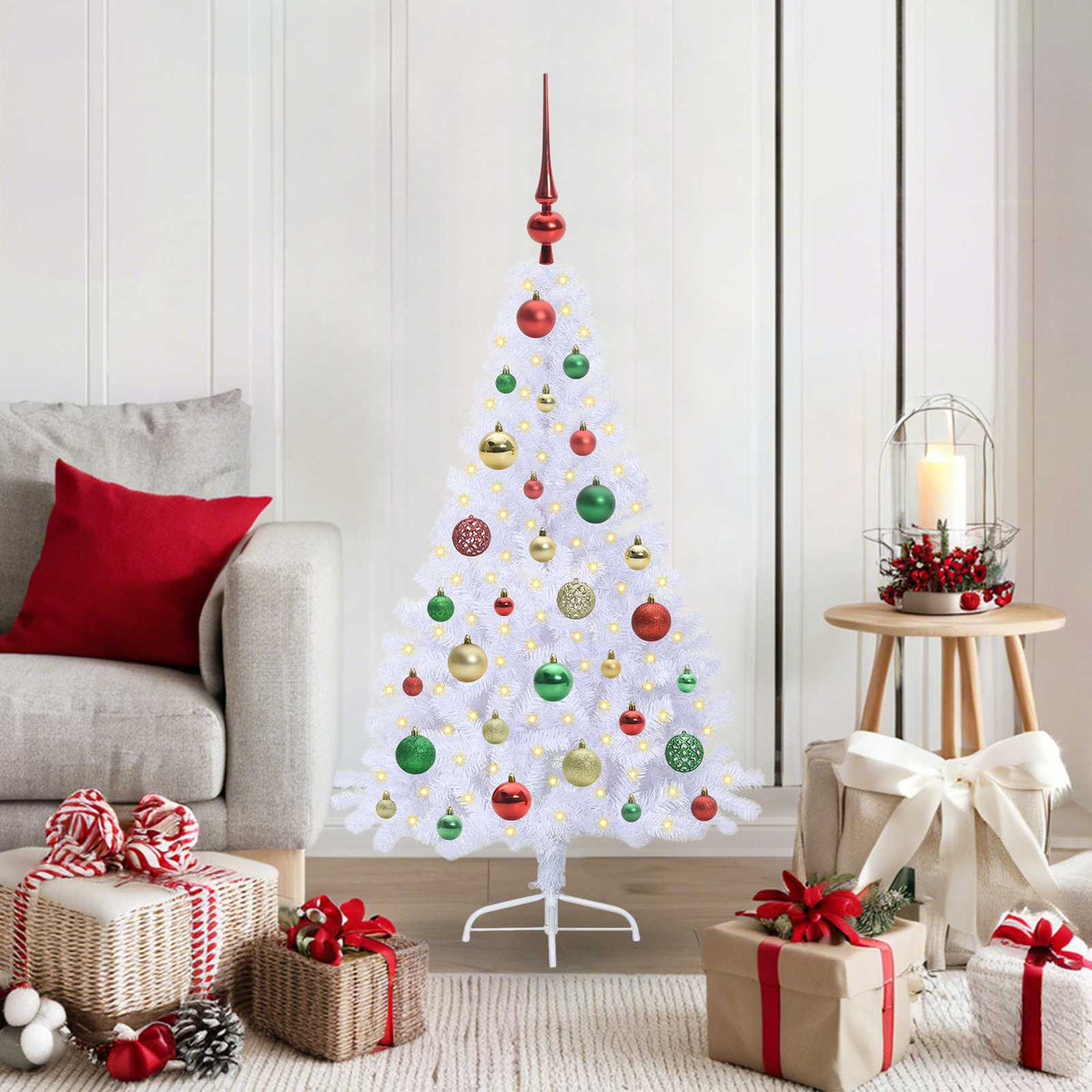 vidaXL Kunstkerstboom met 150 LED Wit 120 cm PVC en staal