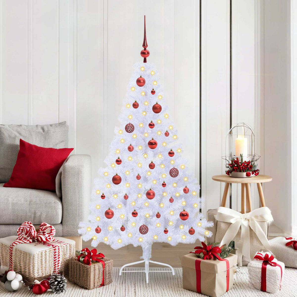 vidaXL Kunstkerstboom met 150 LED Wit 120 cm PVC en staal