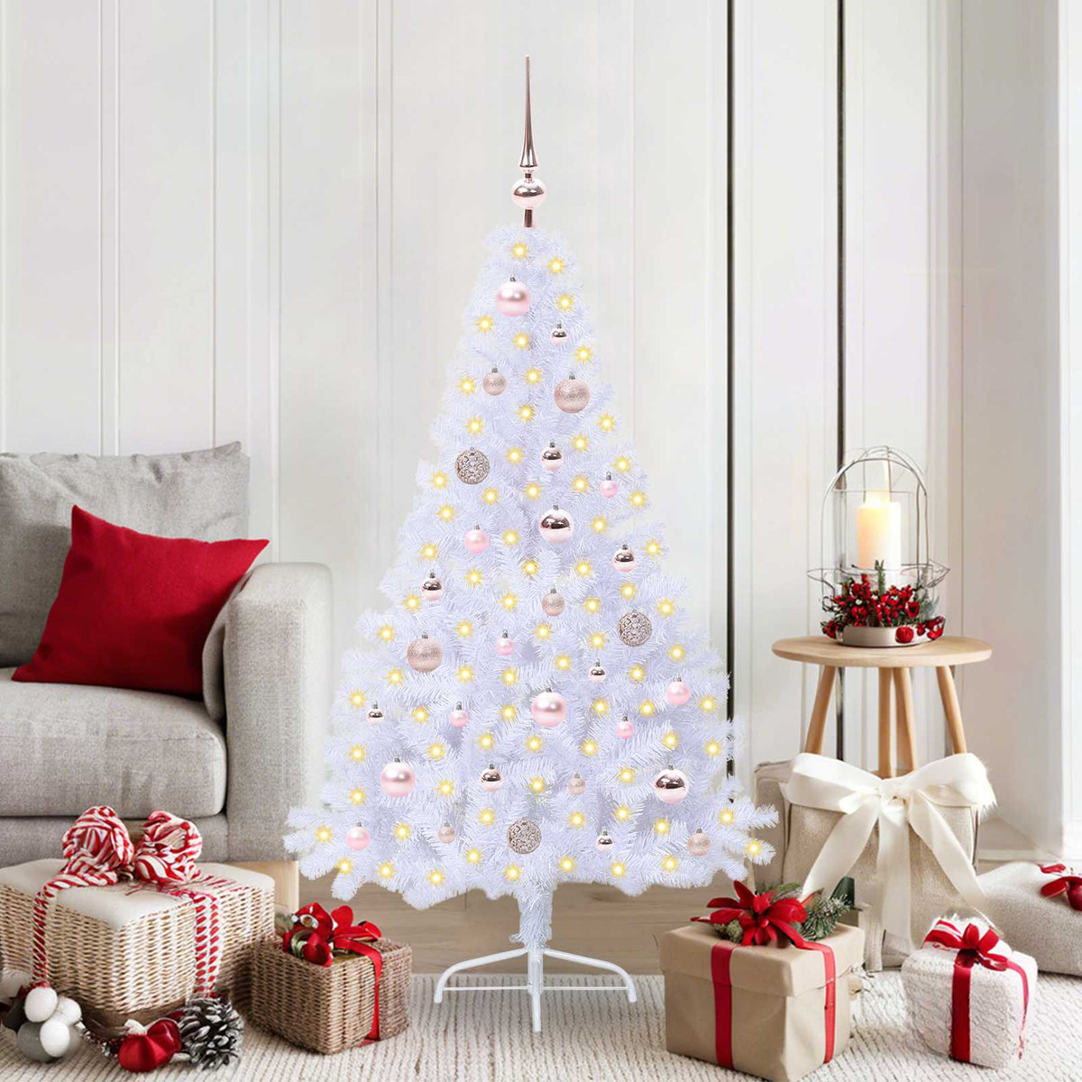 vidaXL Kunstkerstboom met 150 LED Wit 120 cm PVC en staal