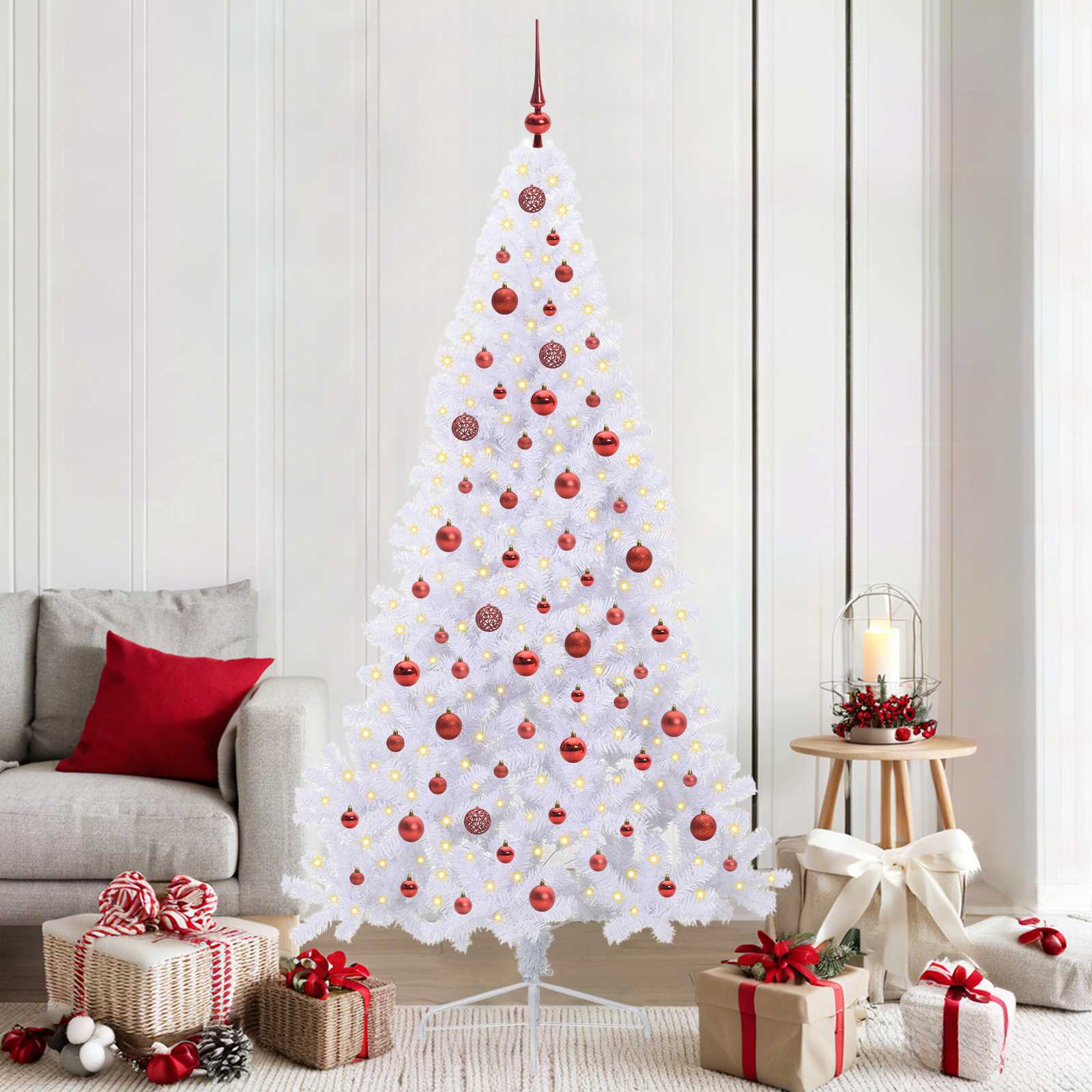 vidaXL Kunstkerstboom met 300 LED Wit 180 cm PVC en staal