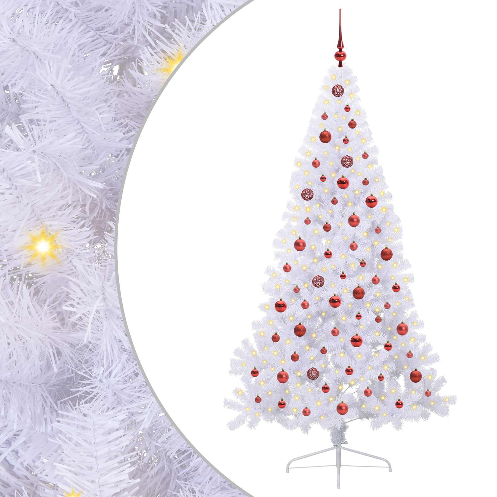 vidaXL Kunstkerstboom met 300 LED Wit 180 cm PVC en staal