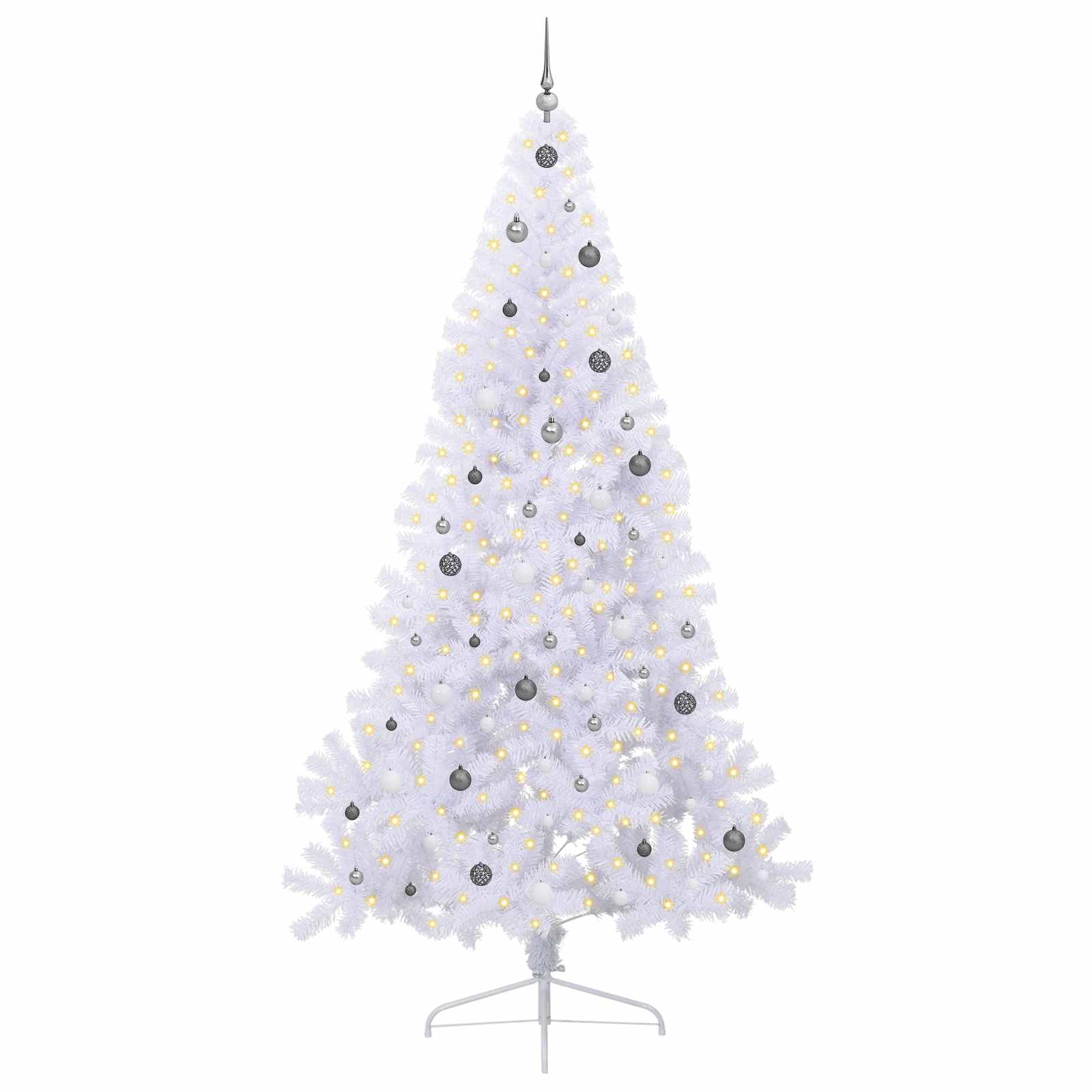 vidaXL Kunstkerstboom met 300 LED Wit 240 cm PVC en staal