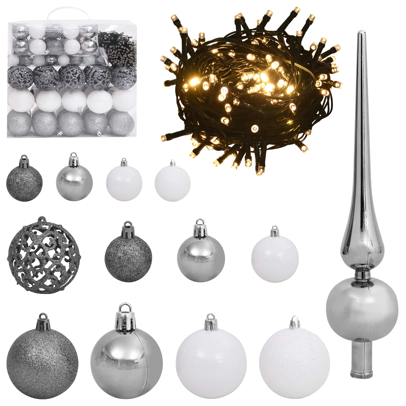 vidaXL Kunstkerstboom met 300 LED Wit 240 cm PVC en staal