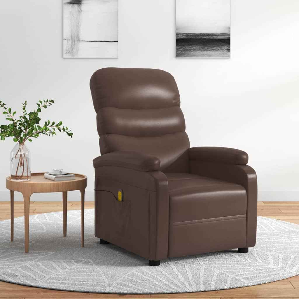 vidaXL Massagestoel kunstleer crèmekleurig