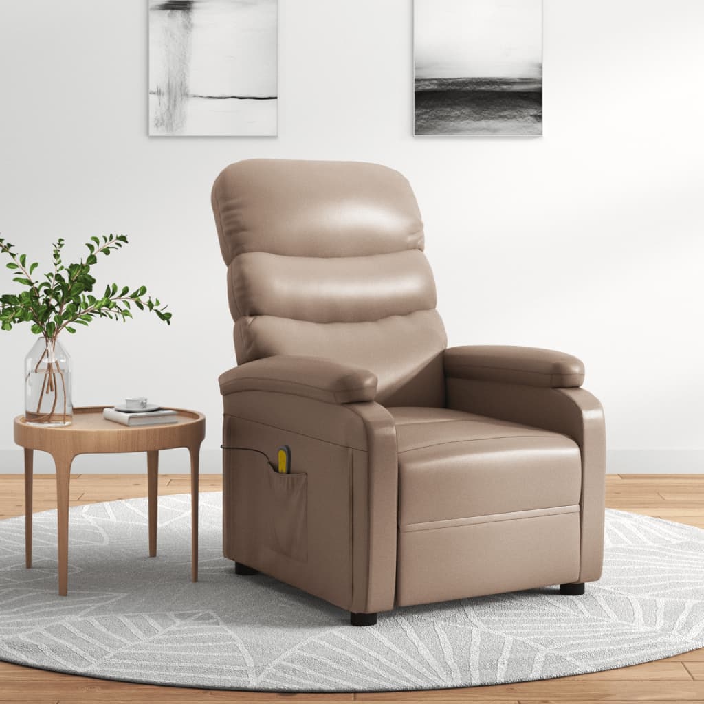 vidaXL Massagestoel kunstleer crèmekleurig