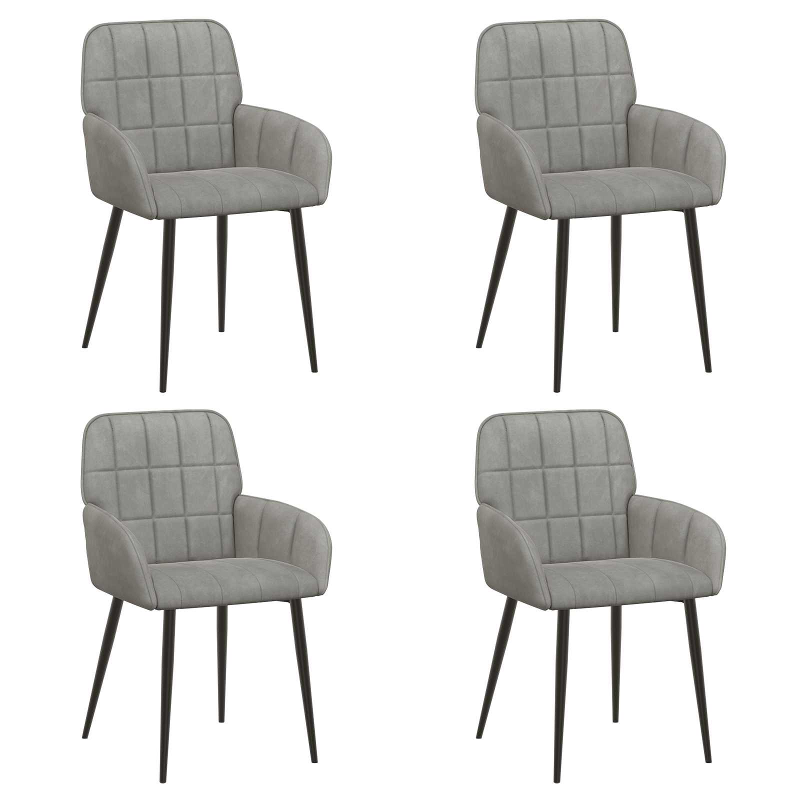 vidaXL Eettafelstoelen 4 pcs fluweel Lichtgrijs 57 x 50 x 85 cm