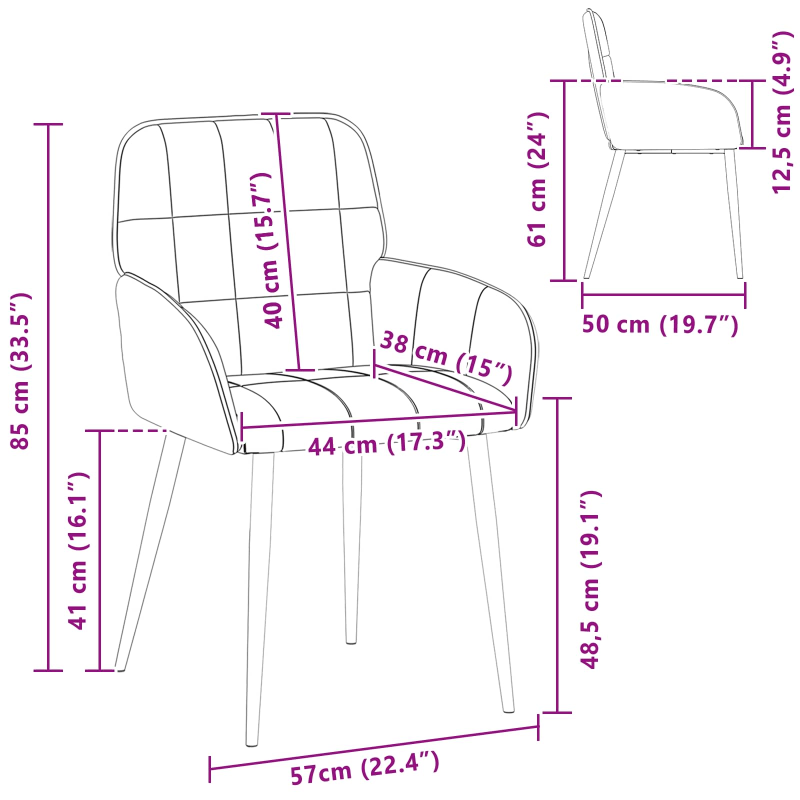 vidaXL Eettafelstoelen 4 pcs fluweel Lichtgrijs 57 x 50 x 85 cm