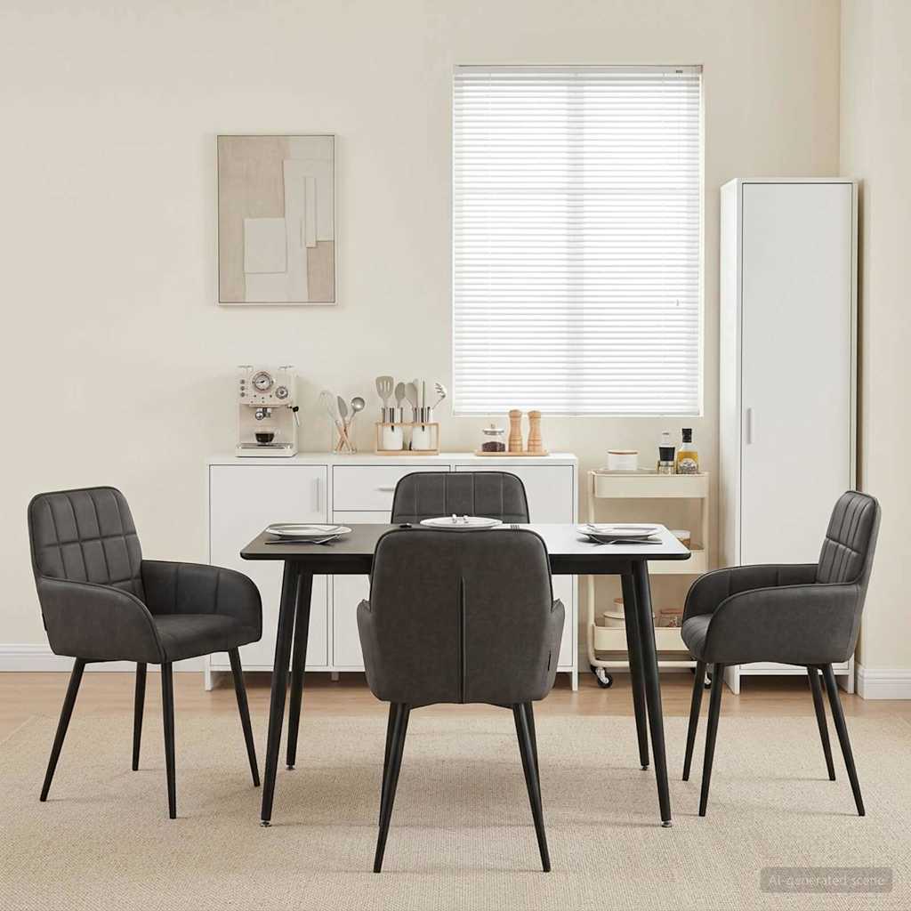vidaXL Eettafelstoelen 4 pcs Kunstleer Zwart 57 x 50 x 85 cm