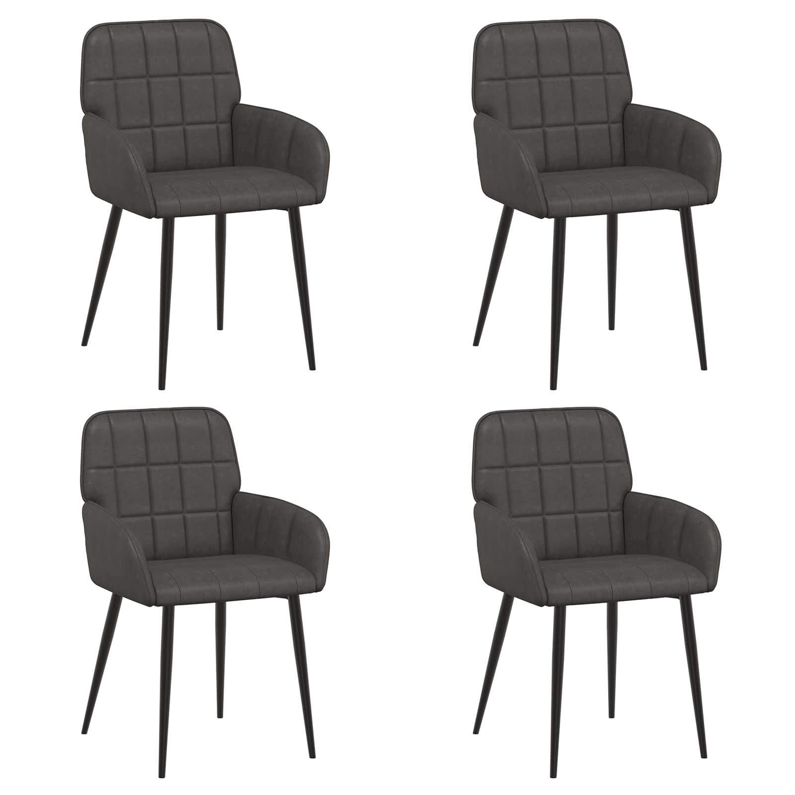vidaXL Eettafelstoelen 4 pcs Kunstleer Zwart 57 x 50 x 85 cm