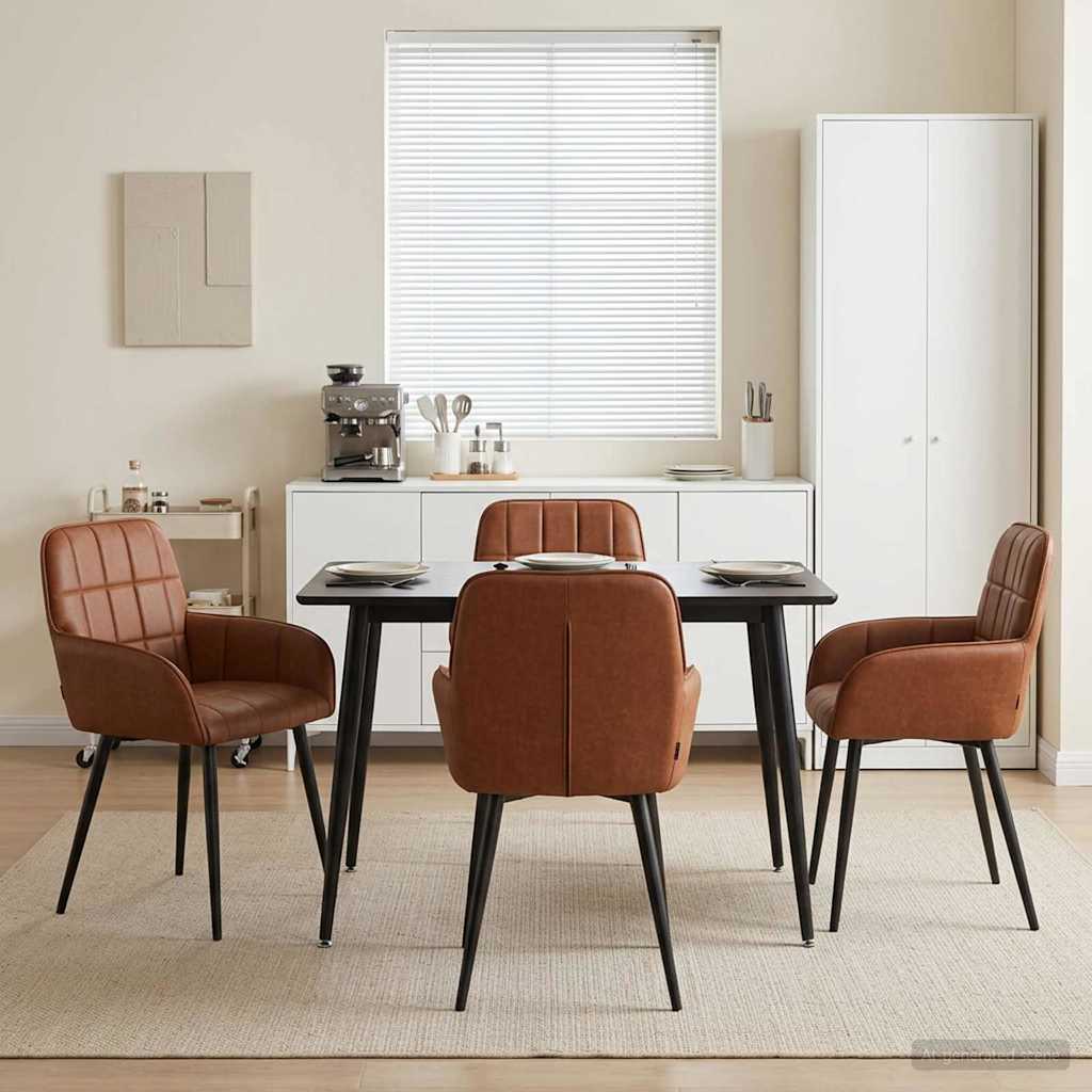 vidaXL Eettafelstoelen 4 pcs Kunstleer Zwart 57 x 50 x 85 cm