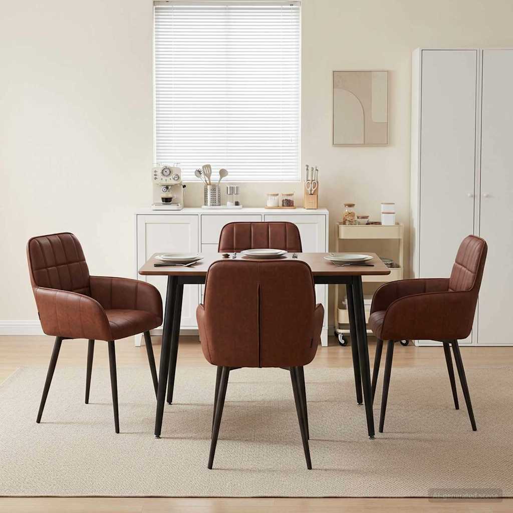 vidaXL Eettafelstoelen 4 pcs Kunstleer Zwart 57 x 50 x 85 cm