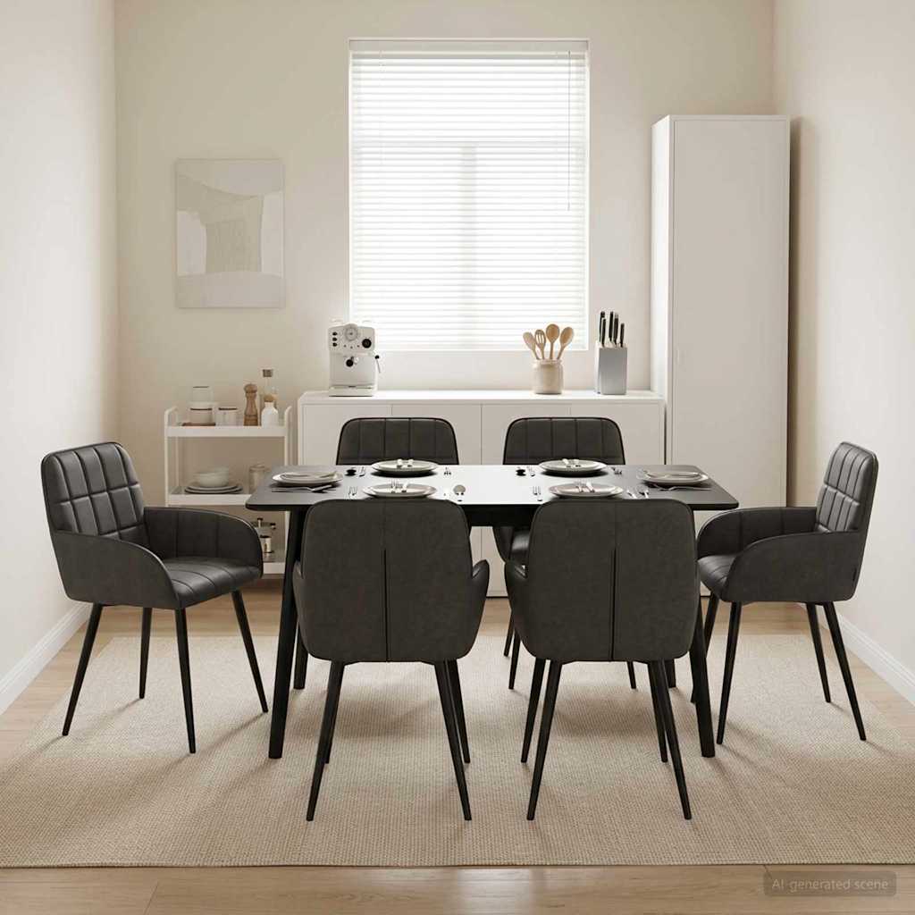 vidaXL Eettafelstoelen 4 pcs Kunstleer Zwart 57 x 50 x 85 cm