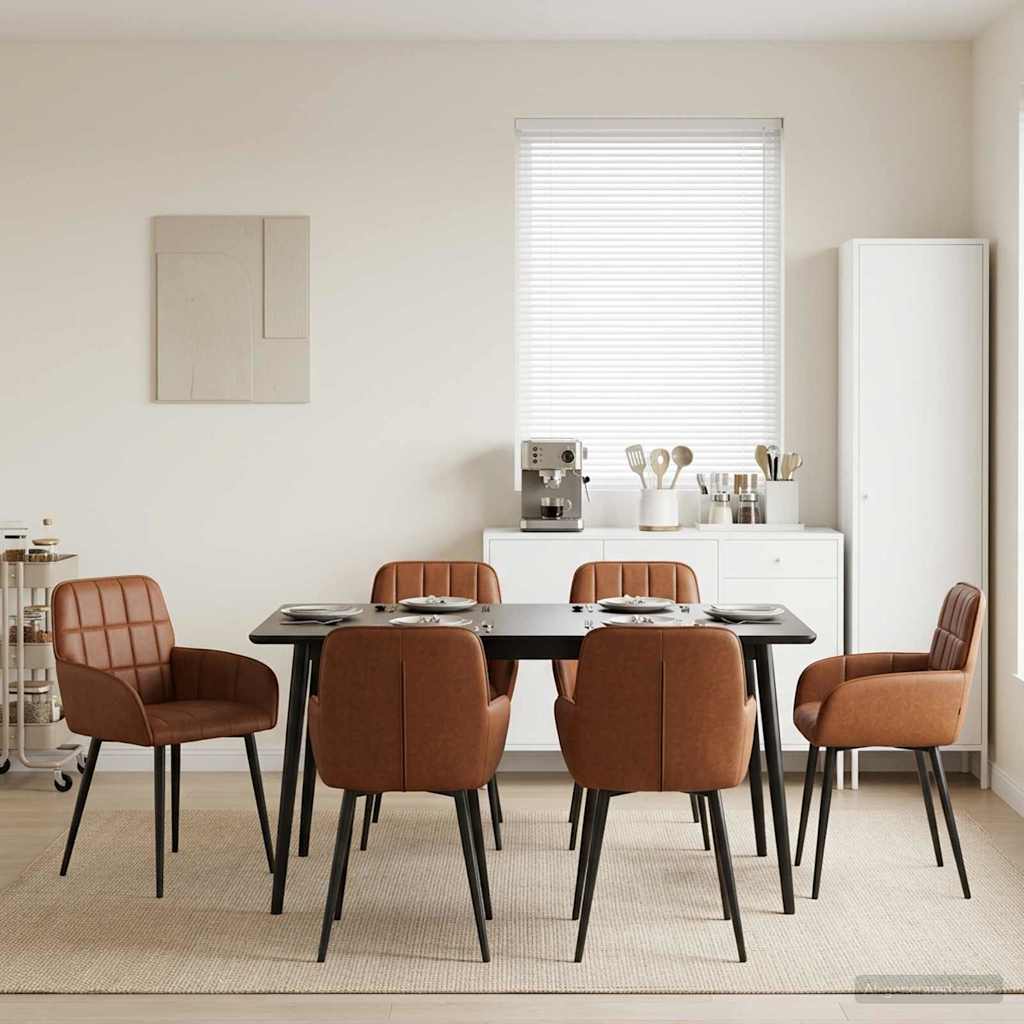 vidaXL Eettafelstoelen 4 pcs Kunstleer Zwart 57 x 50 x 85 cm