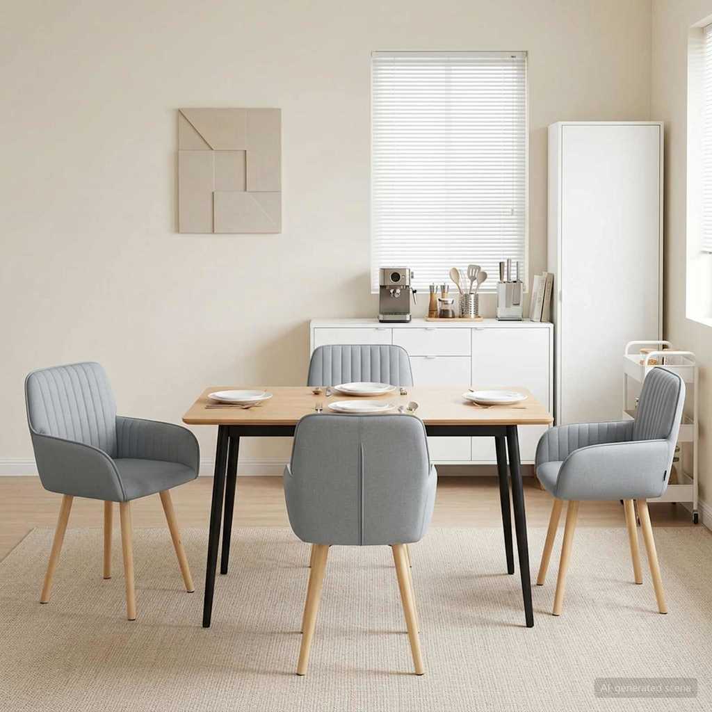 vidaXL Eettafelstoelen 4 pcs Stof Lichtgrijs 56,5 x 50 x 87,5 cm