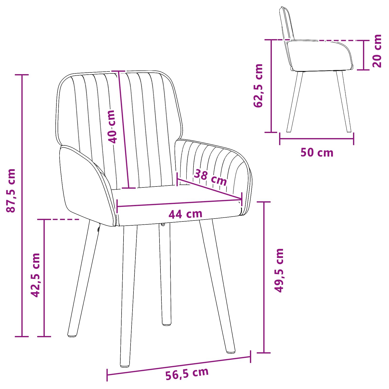 vidaXL Eettafelstoelen 4 pcs Stof Lichtgrijs 56,5 x 50 x 87,5 cm