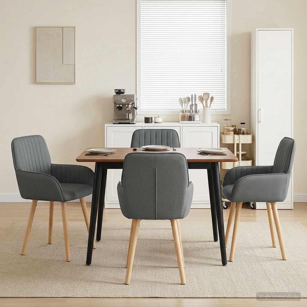 vidaXL Eettafelstoelen 4 pcs Stof Lichtgrijs 56,5 x 50 x 87,5 cm