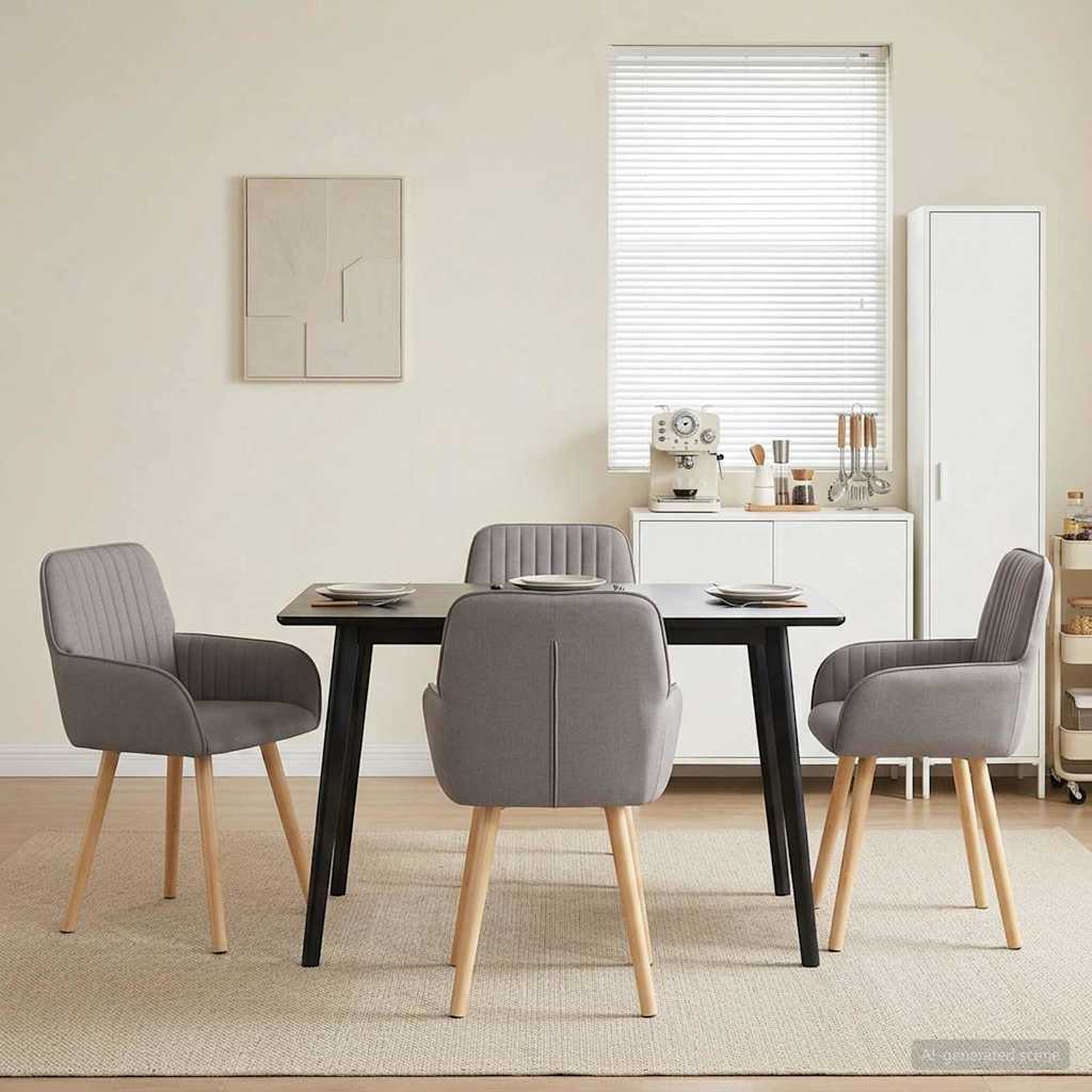 vidaXL Eettafelstoelen 4 pcs Stof Lichtgrijs 56,5 x 50 x 87,5 cm