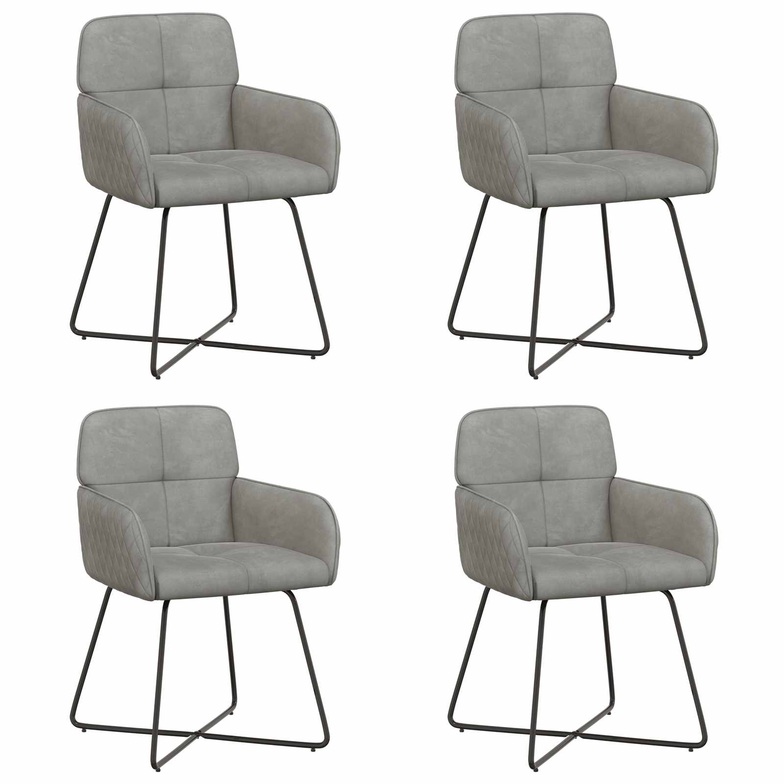 vidaXL Eettafelstoelen 4 pcs fluweel Lichtgrijs 59 x 56,5 x 86 cm