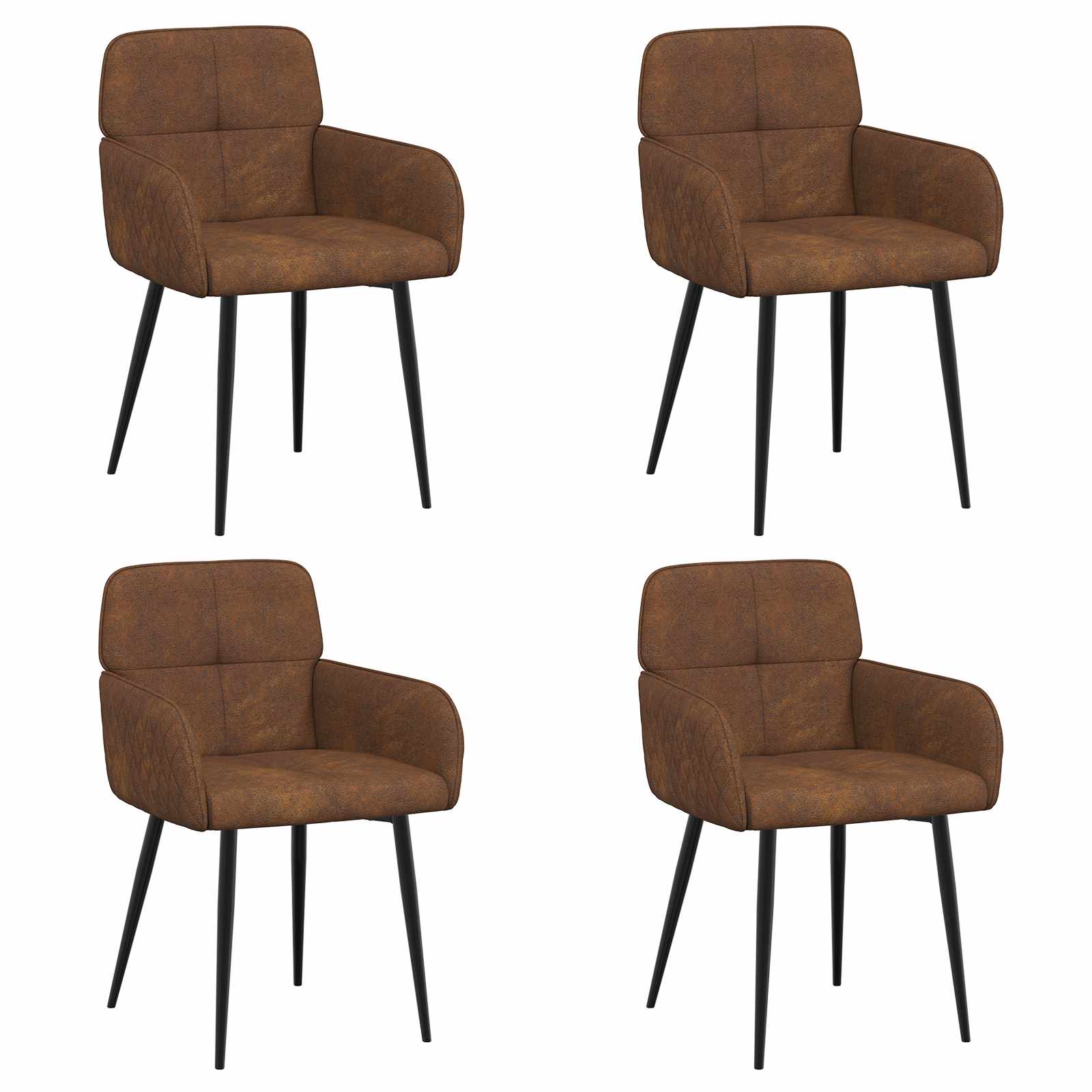 vidaXL Eettafelstoelen 4 pcs Nep Suede Leer Bruin 59 x 56,5 x 85 cm
