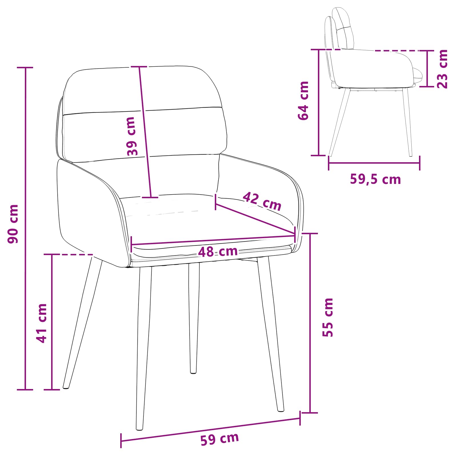 vidaXL Eettafelstoelen 4 pcs fluweel Lichtgrijs 59 x 59,5 x 90 cm