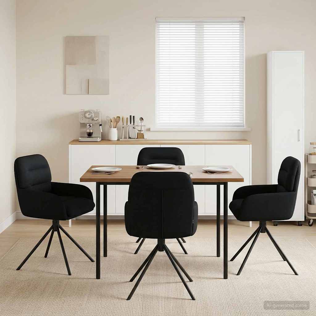 vidaXL Draai Eetstoelen 4 pcs Kunstleer Zwart 59 x 59,5 x 90 cm