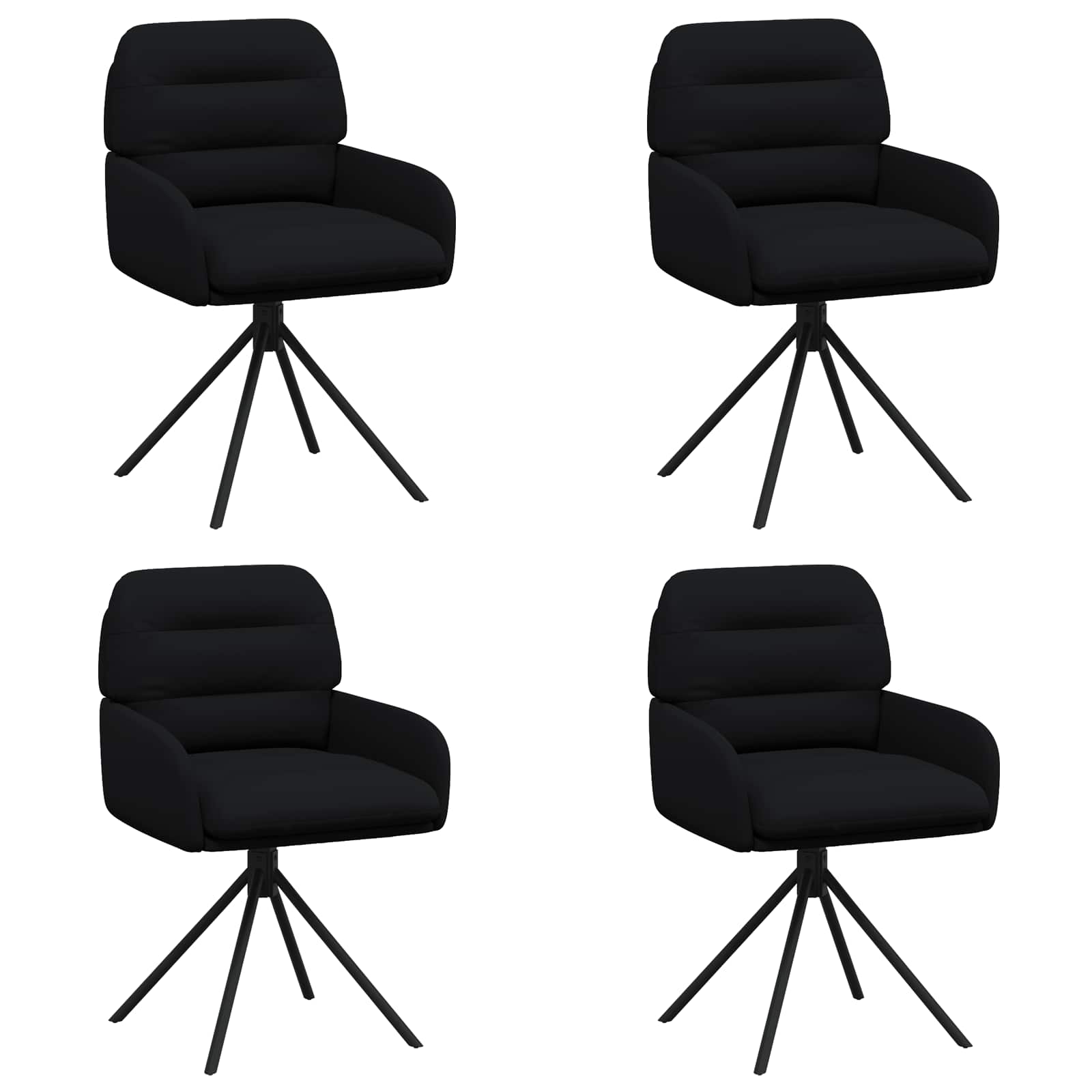 vidaXL Draai Eetstoelen 4 pcs Kunstleer Zwart 59 x 59,5 x 90 cm
