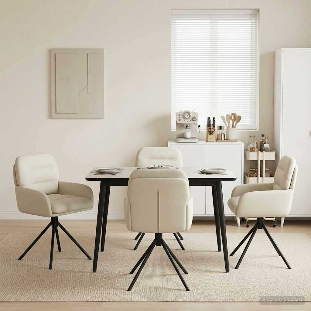 vidaXL Draai Eetstoelen 4 pcs Kunstleer Zwart 59 x 59,5 x 90 cm