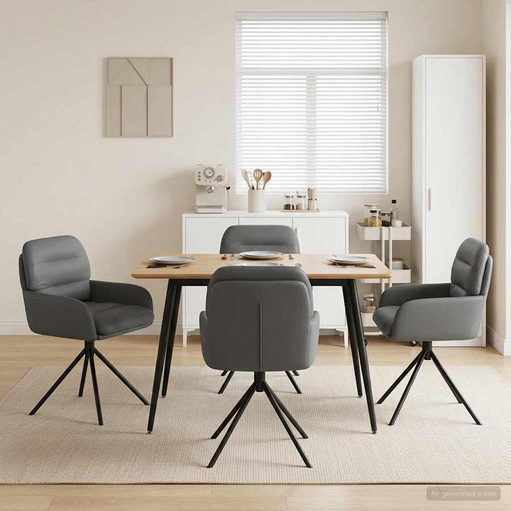 vidaXL Draai Eetstoelen 4 pcs Kunstleer Zwart 59 x 59,5 x 90 cm