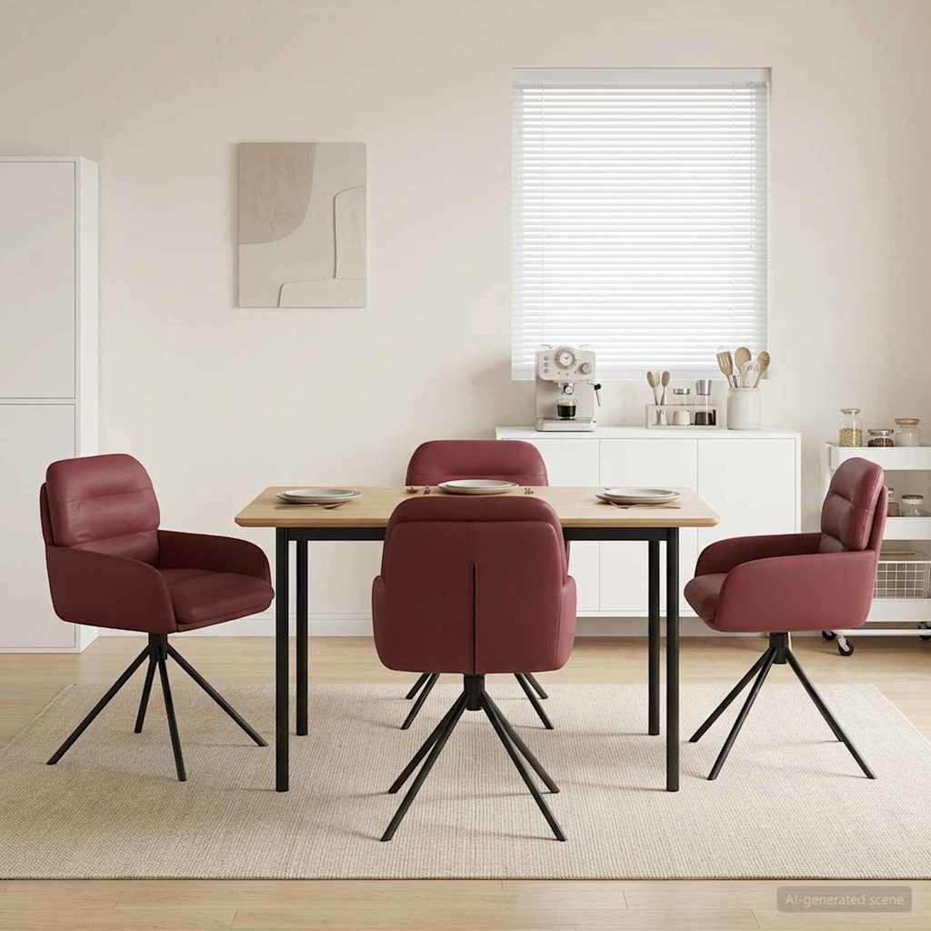 vidaXL Draai Eetstoelen 4 pcs Kunstleer Zwart 59 x 59,5 x 90 cm