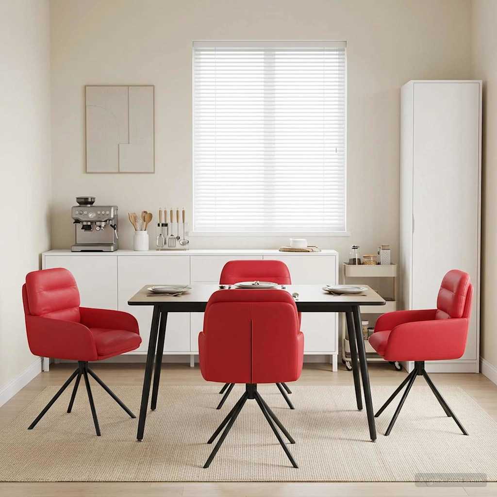 vidaXL Draai Eetstoelen 4 pcs Kunstleer Zwart 59 x 59,5 x 90 cm