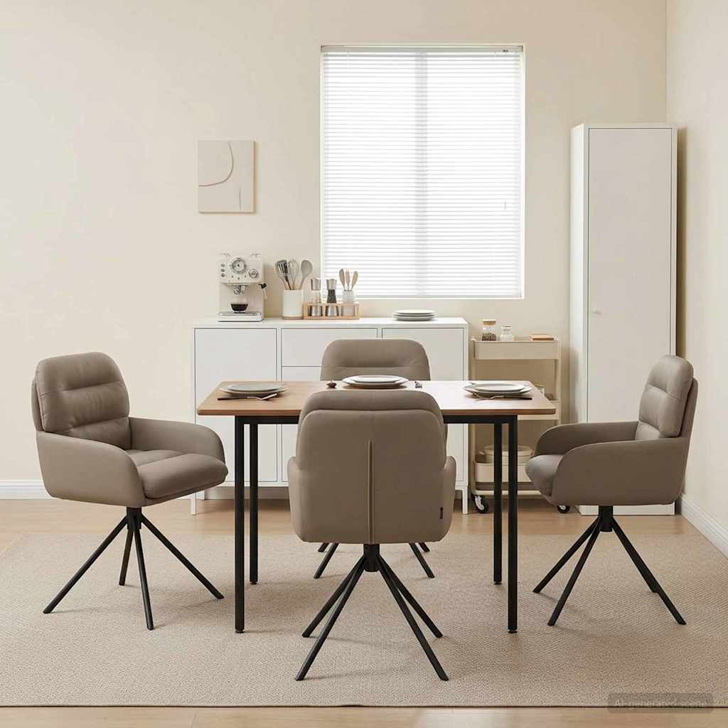 vidaXL Draai Eetstoelen 4 pcs Kunstleer Zwart 59 x 59,5 x 90 cm