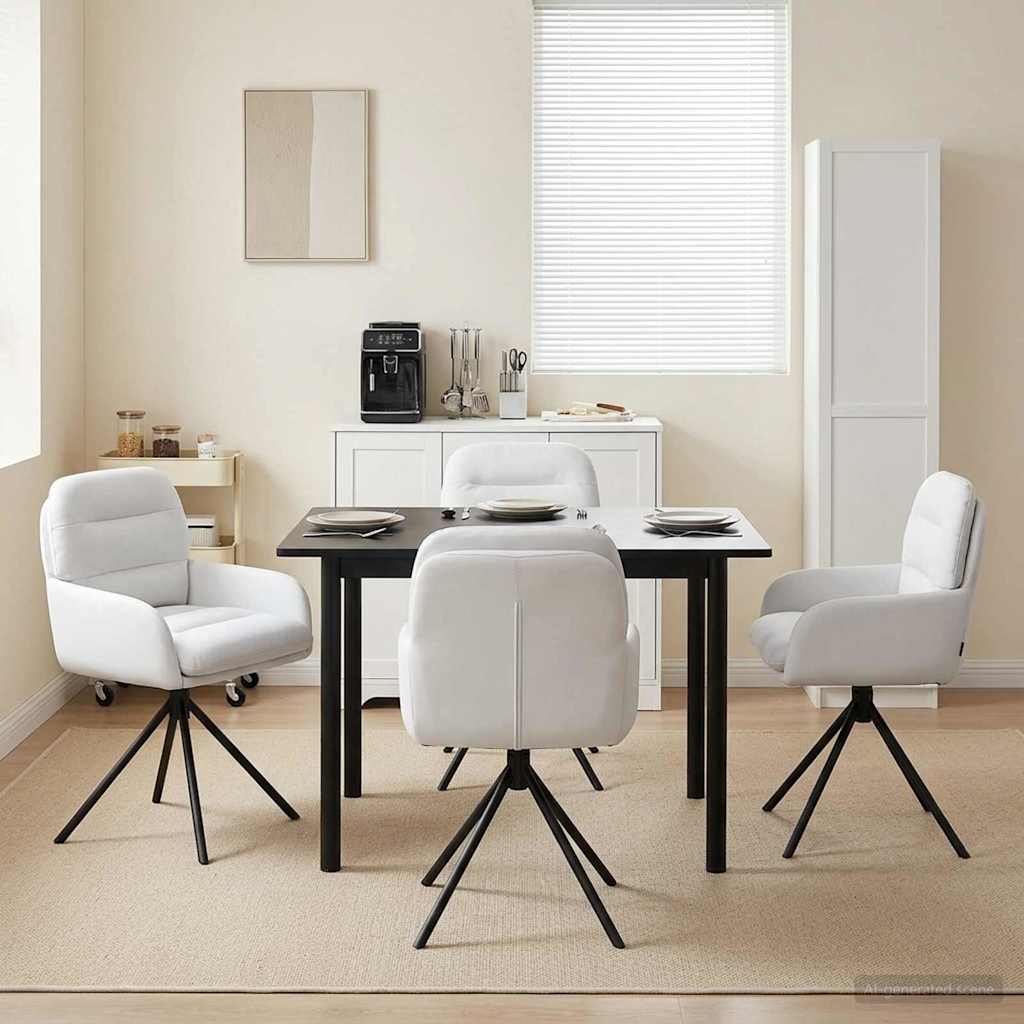 vidaXL Draai Eetstoelen 4 pcs Kunstleer Zwart 59 x 59,5 x 90 cm