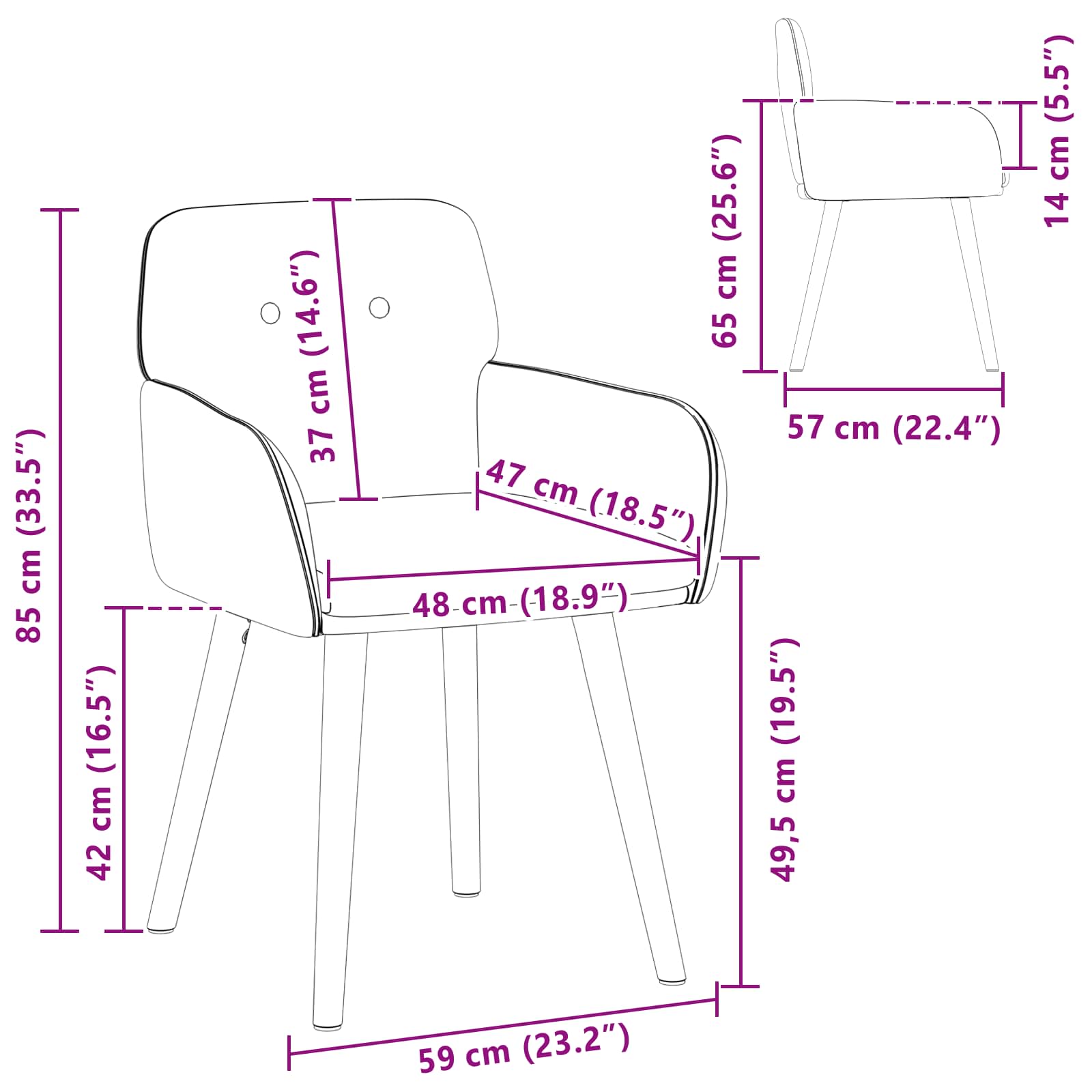 vidaXL Eettafelstoelen 4 pcs Bouclé Lichtgrijs 59 x 57 x 85 cm