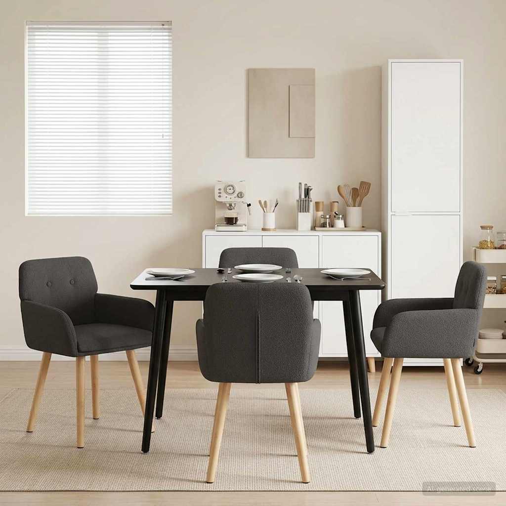vidaXL Eettafelstoelen 4 pcs Bouclé Lichtgrijs 59 x 57 x 85 cm