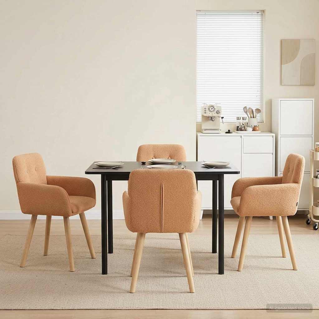 vidaXL Eettafelstoelen 4 pcs Bouclé Lichtgrijs 59 x 57 x 85 cm