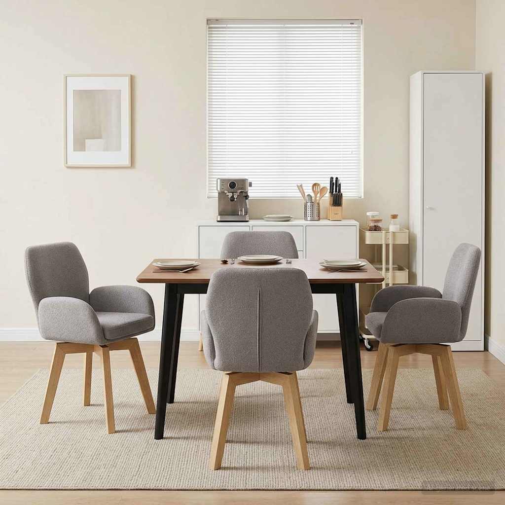 vidaXL Draai Eetstoelen 4 pcs Bouclé Lichtgrijs 54 x 58 x 87 cm