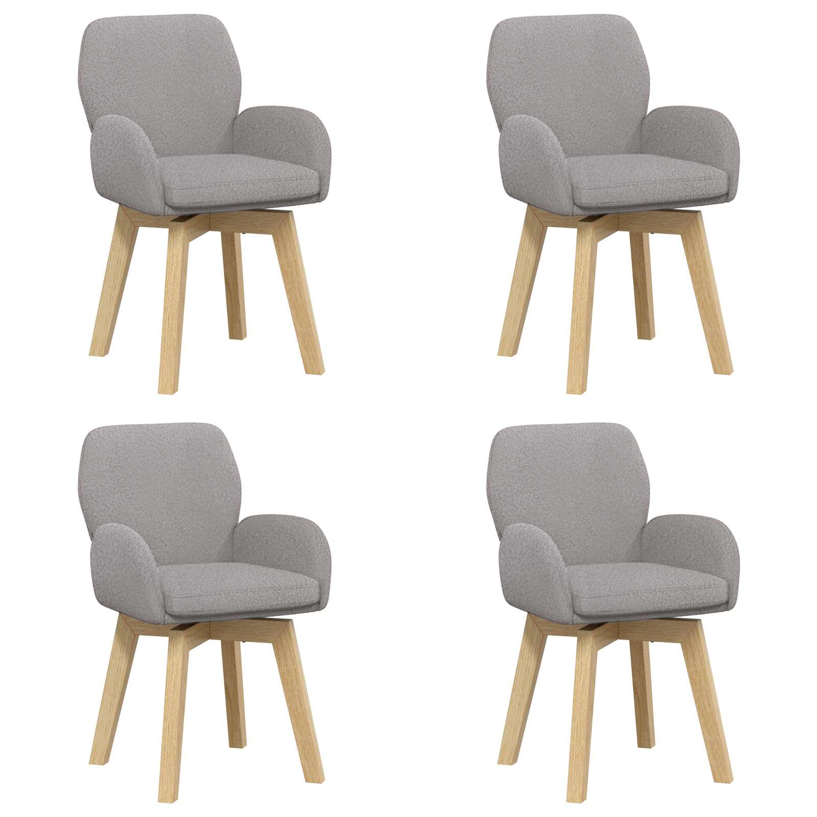 vidaXL Draai Eetstoelen 4 pcs Bouclé Lichtgrijs 54 x 58 x 87 cm