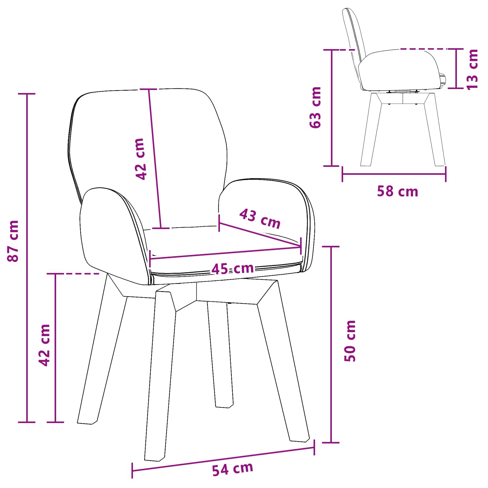 vidaXL Draai Eetstoelen 4 pcs Bouclé Lichtgrijs 54 x 58 x 87 cm