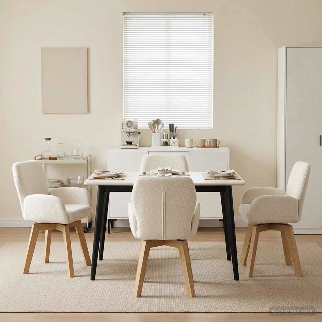 vidaXL Draai Eetstoelen 4 pcs Bouclé Lichtgrijs 54 x 58 x 87 cm