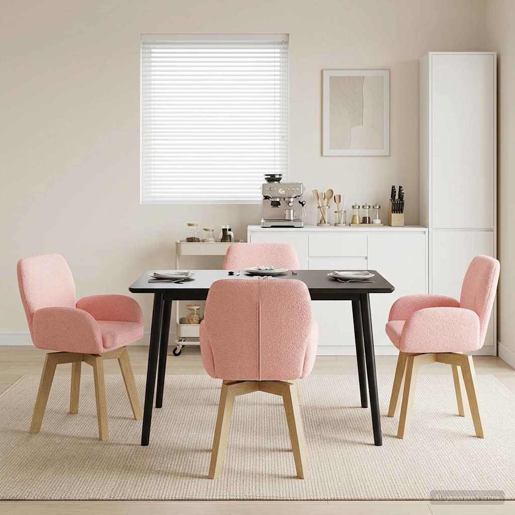 vidaXL Draai Eetstoelen 4 pcs Bouclé Lichtgrijs 54 x 58 x 87 cm