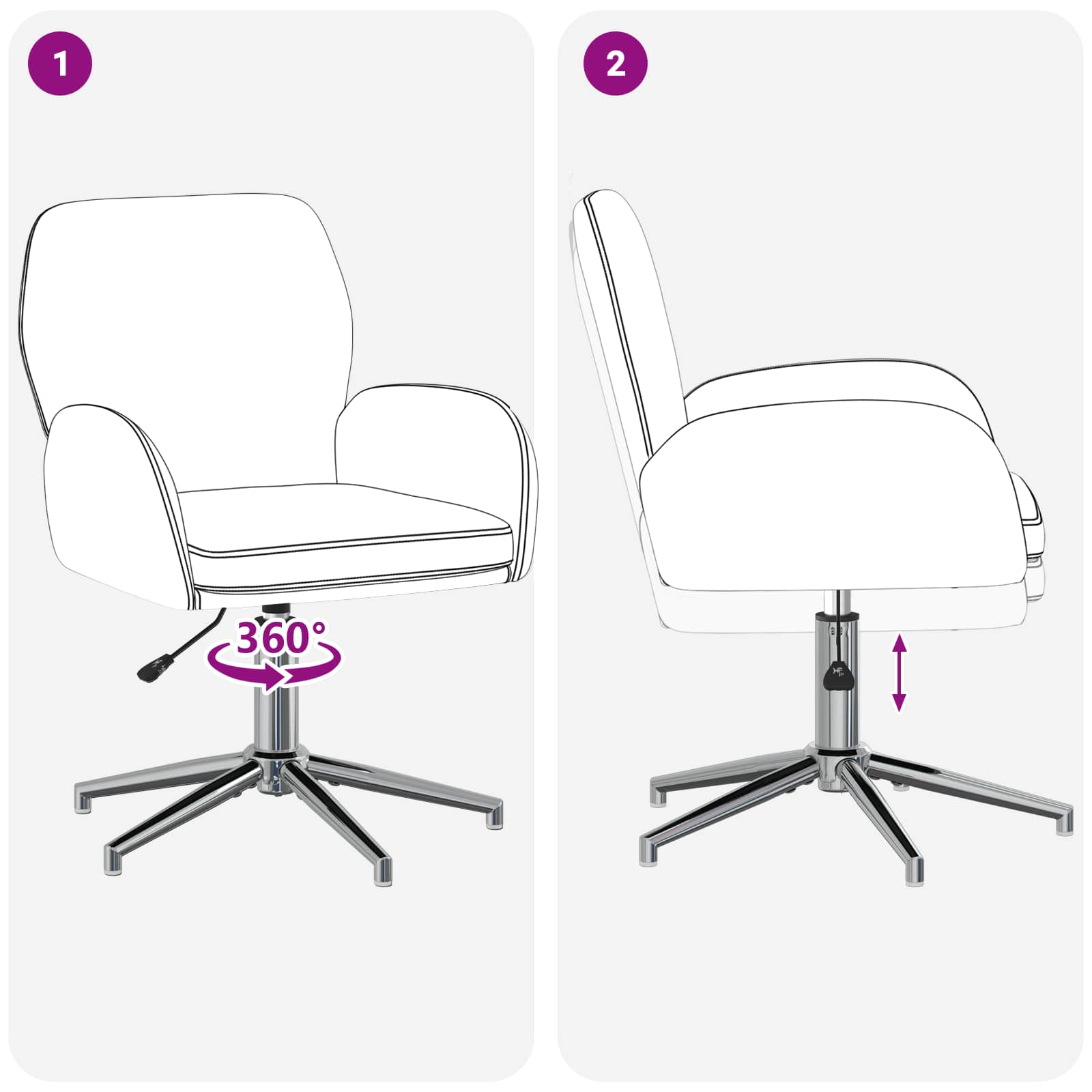 vidaXL Draaiende Bureaustoelen 2 st 54 x 58 x 90 cm Lichtgrijs Stof