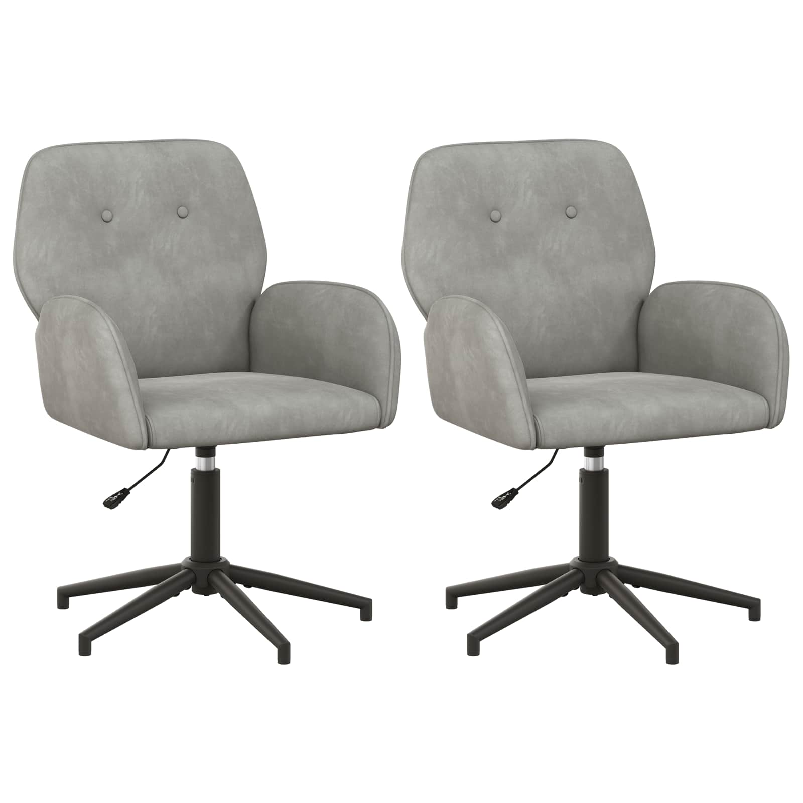 vidaXL Draaiende Bureaustoelen 2 st 54 x 55 x 90 cm Lichtgrijs fluweel