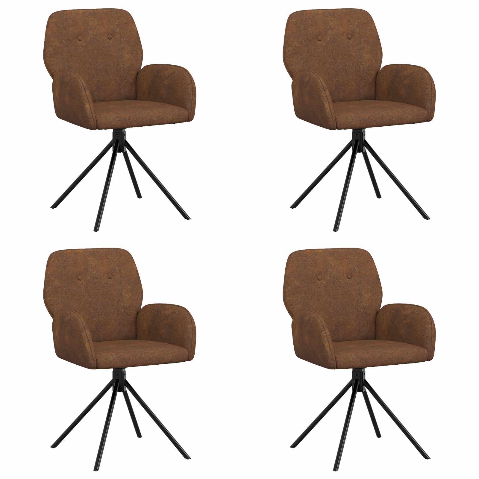 vidaXL Draai Eetstoelen 4 pcs Nep Suede Leer Bruin 54 x 55 x 86 cm