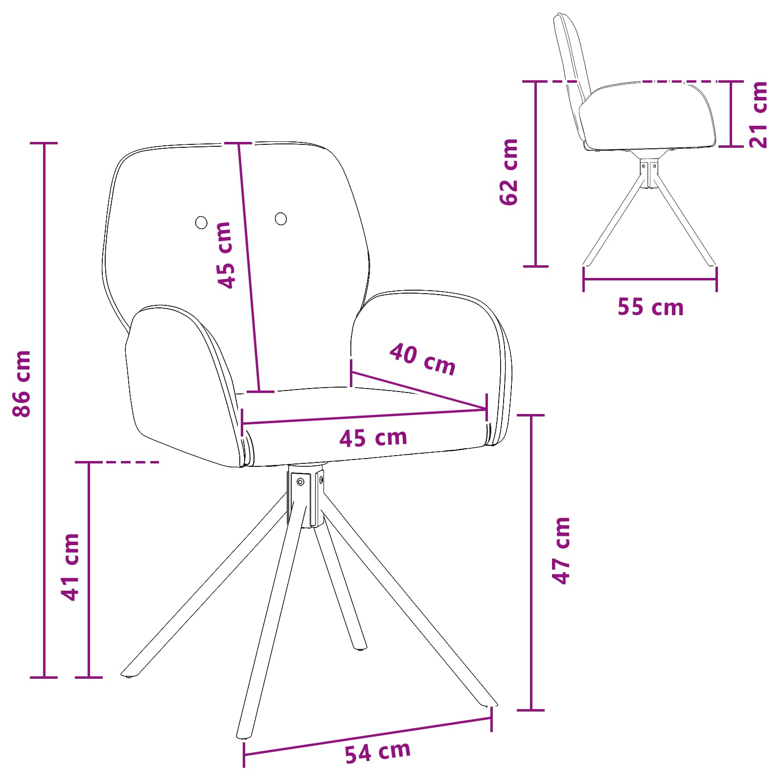 vidaXL Draai Eetstoelen 4 pcs Nep Suede Leer Bruin 54 x 55 x 86 cm