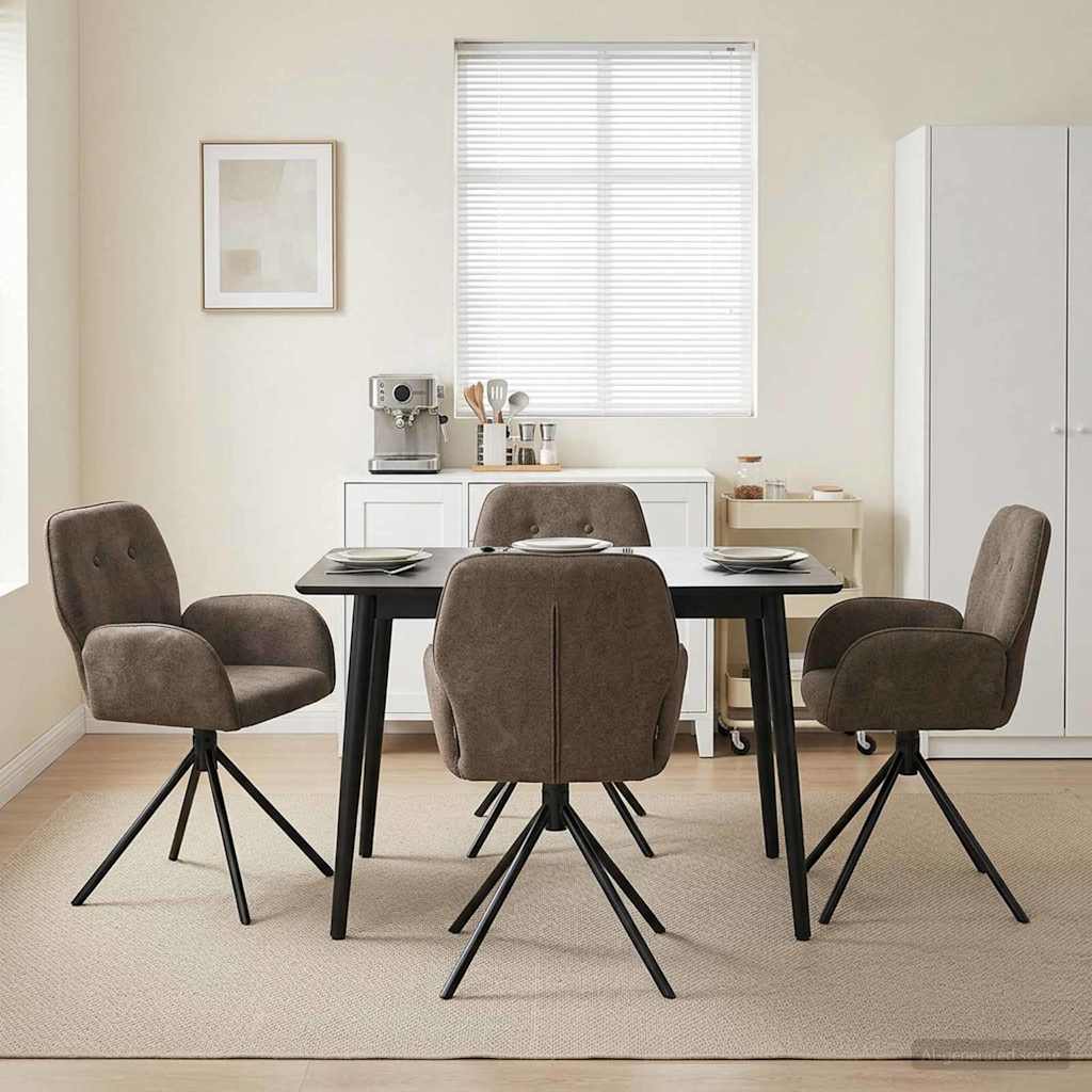 vidaXL Draai Eetstoelen 4 pcs Nep Suede Leer Bruin 54 x 55 x 86 cm