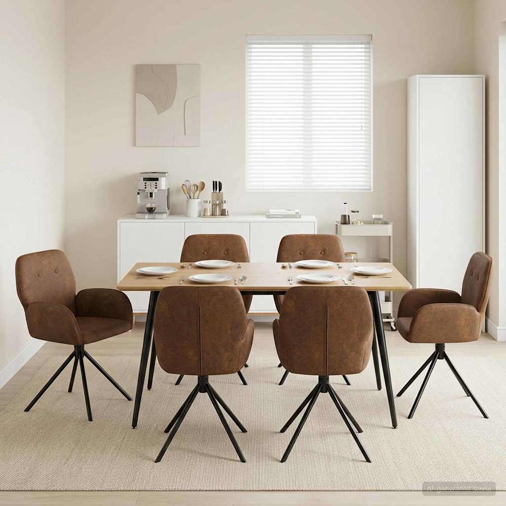 vidaXL Draai Eetstoelen 4 pcs Nep Suede Leer Bruin 54 x 55 x 86 cm